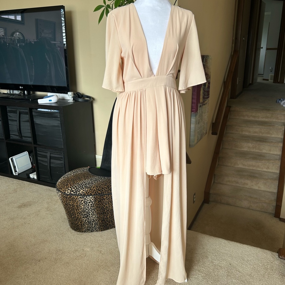 Streetwear Society Peach High-Low Maxi Dress